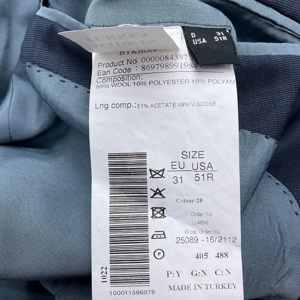 CCS Suit Men 51R/43W x 30L Dynamic Concept Blue‎ Wool Classic Career 2pc - Picture 12 of 16